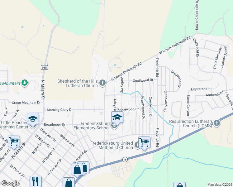 map of restaurants, bars, coffee shops, grocery stores, and more near 225 Dudley Way in Fredericksburg