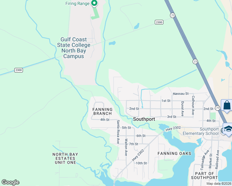 map of restaurants, bars, coffee shops, grocery stores, and more near 7808-7998 Southern Oak Drive in Panama City