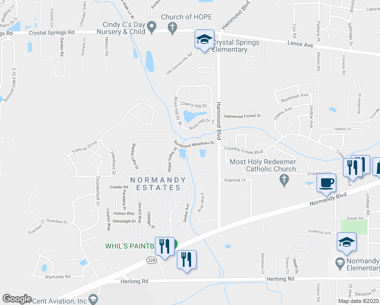 map of restaurants, bars, coffee shops, grocery stores, and more near 1530 Mountain Lake Drive West in Jacksonville