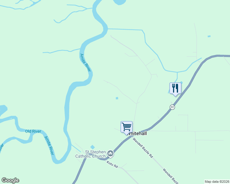 map of restaurants, bars, coffee shops, grocery stores, and more near 15535 Ridge Road in Maurepas