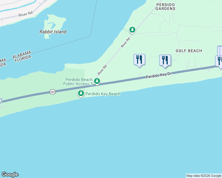 map of restaurants, bars, coffee shops, grocery stores, and more near 14719 Perdido Key Drive in Pensacola