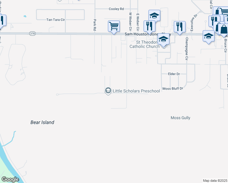 map of restaurants, bars, coffee shops, grocery stores, and more near 744 Bozo Road in Lake Charles
