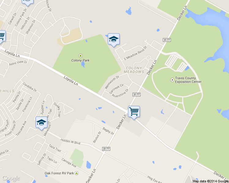 map of restaurants, bars, coffee shops, grocery stores, and more near 8403 Garcreek Circle in Austin