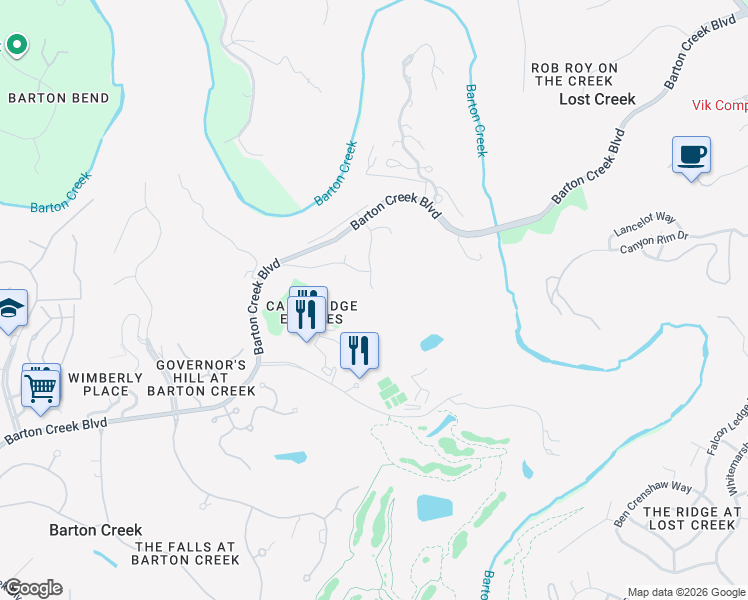 map of restaurants, bars, coffee shops, grocery stores, and more near 1511 Mesa Ridge Lane in Austin