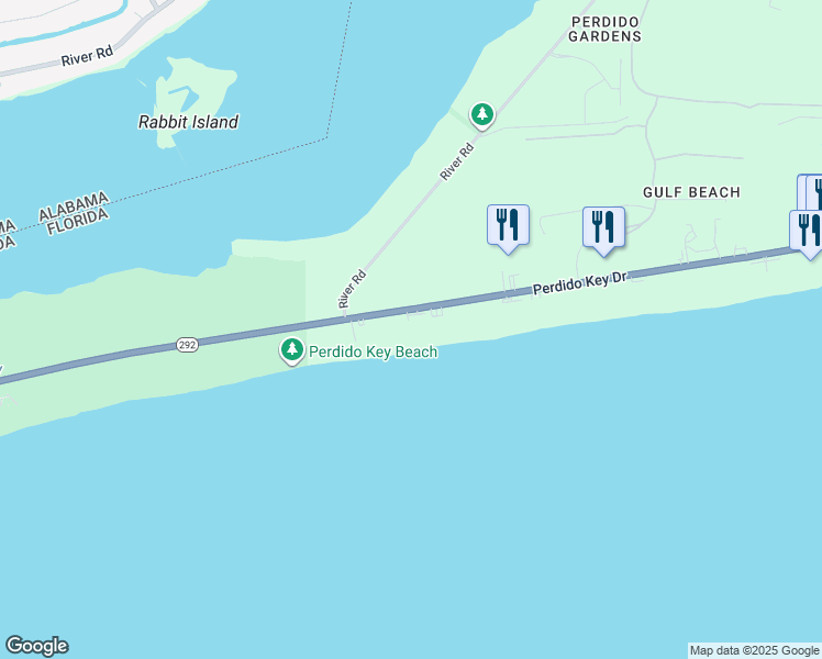 map of restaurants, bars, coffee shops, grocery stores, and more near 14709 Perdido Key Drive in Pensacola