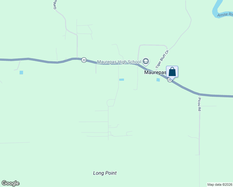 map of restaurants, bars, coffee shops, grocery stores, and more near 15569 Penalber Road in Maurepas