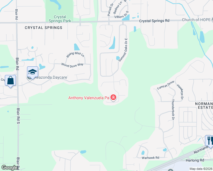 map of restaurants, bars, coffee shops, grocery stores, and more near 9768 Cedar Ridge Drive West in Jacksonville