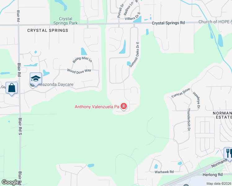 map of restaurants, bars, coffee shops, grocery stores, and more near 9768 Cedar Ridge Drive West in Jacksonville