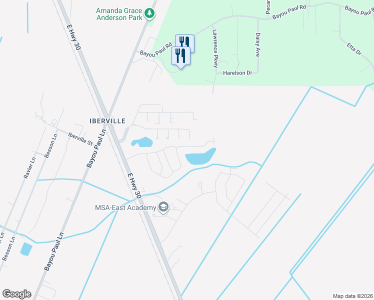 map of restaurants, bars, coffee shops, grocery stores, and more near 1265 Madrid Avenue in Saint Gabriel