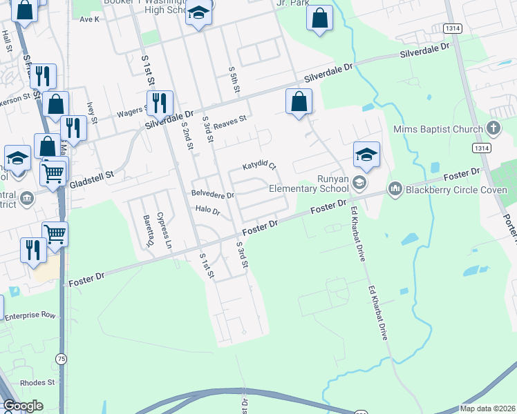 map of restaurants, bars, coffee shops, grocery stores, and more near 820 Dragonfly Drive in Conroe