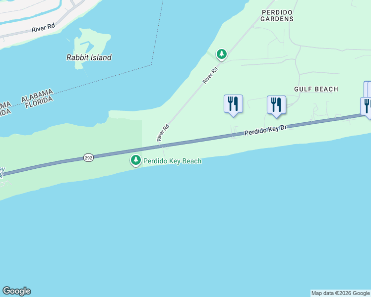 map of restaurants, bars, coffee shops, grocery stores, and more near 14737 Perdido Key Drive in Pensacola