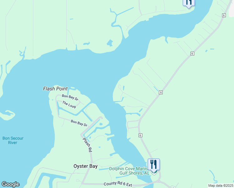 map of restaurants, bars, coffee shops, grocery stores, and more near 16730 Oyster Bay Place in Gulf Shores