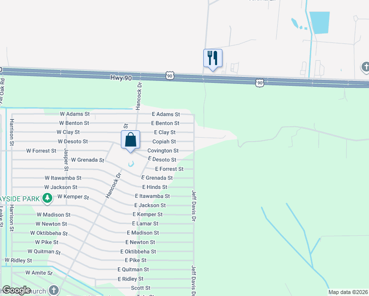 map of restaurants, bars, coffee shops, grocery stores, and more near 6022 Covington Street in Bay St. Louis