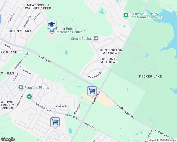 map of restaurants, bars, coffee shops, grocery stores, and more near 6711 Wentworth Drive in Austin