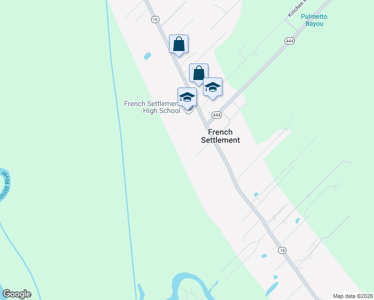 map of restaurants, bars, coffee shops, grocery stores, and more near 15775 Louisiana 16 in French Settlement