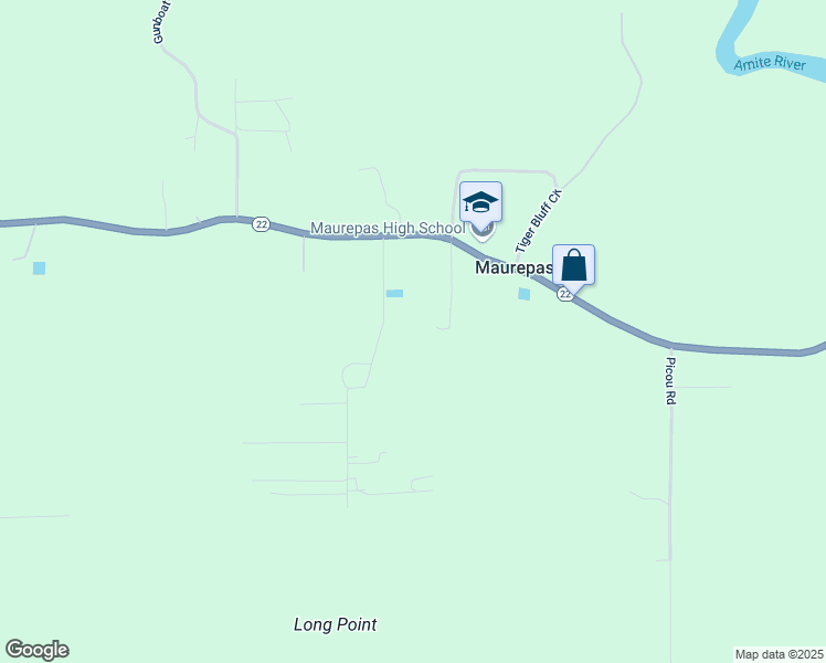 map of restaurants, bars, coffee shops, grocery stores, and more near 15576 Penalber Road in Maurepas