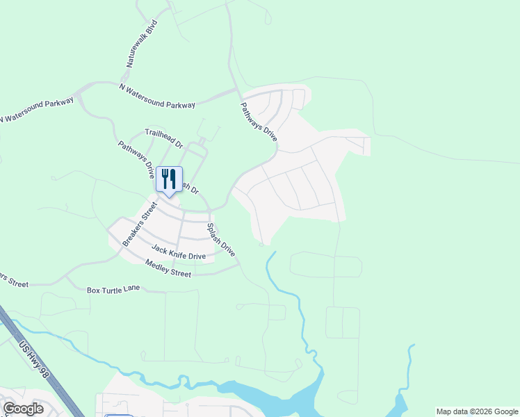 map of restaurants, bars, coffee shops, grocery stores, and more near 36 Cannonball Court in Rosemary Beach