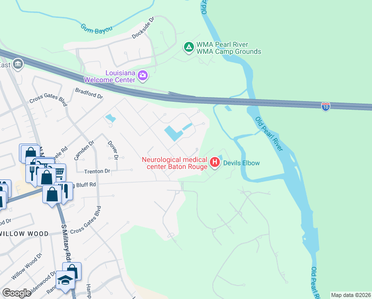map of restaurants, bars, coffee shops, grocery stores, and more near 59366 Summer Road in Slidell