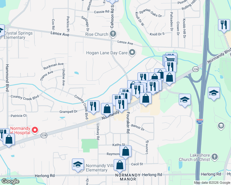 map of restaurants, bars, coffee shops, grocery stores, and more near 8045 Peyton Place in Jacksonville