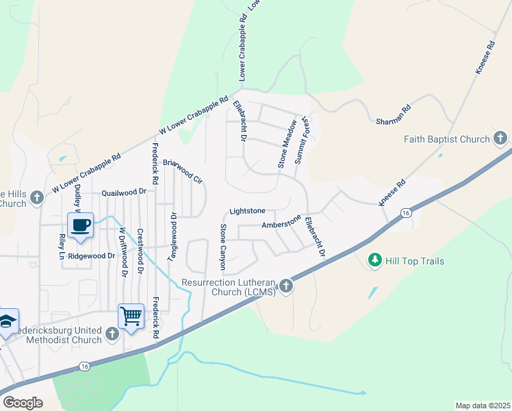 map of restaurants, bars, coffee shops, grocery stores, and more near 2153 Lightstone in Fredericksburg