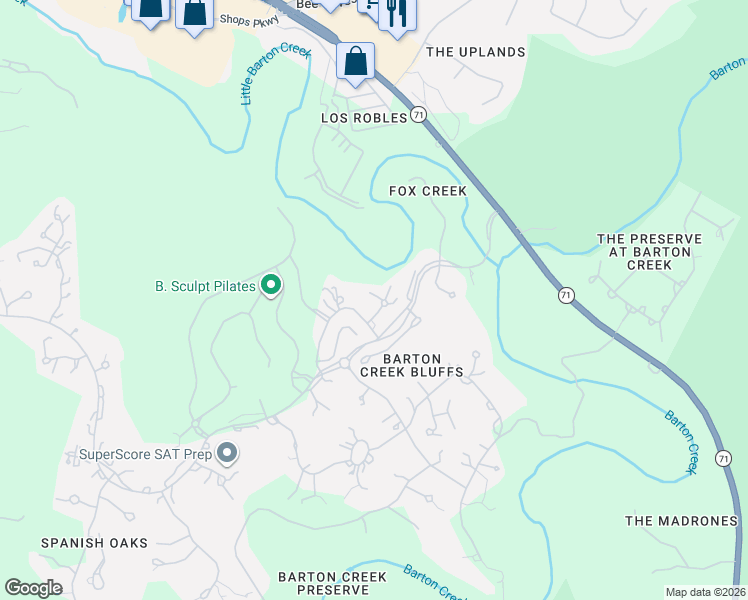 map of restaurants, bars, coffee shops, grocery stores, and more near 4708 Monte Carmelo Place in Austin