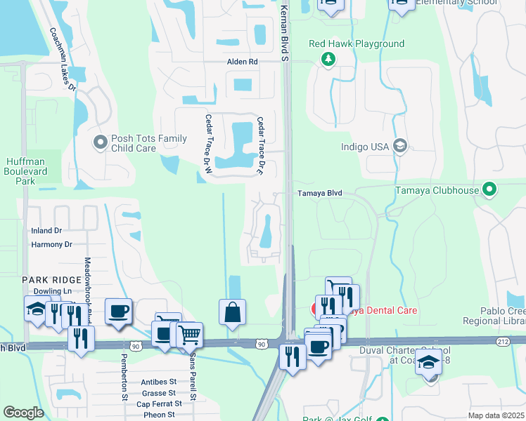 map of restaurants, bars, coffee shops, grocery stores, and more near 3126 Kernan Lake Circle in Jacksonville