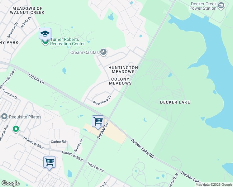 map of restaurants, bars, coffee shops, grocery stores, and more near 8415 Riverstone Drive in Austin