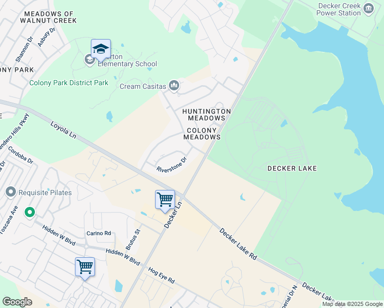 map of restaurants, bars, coffee shops, grocery stores, and more near 8415 Riverstone Drive in Austin