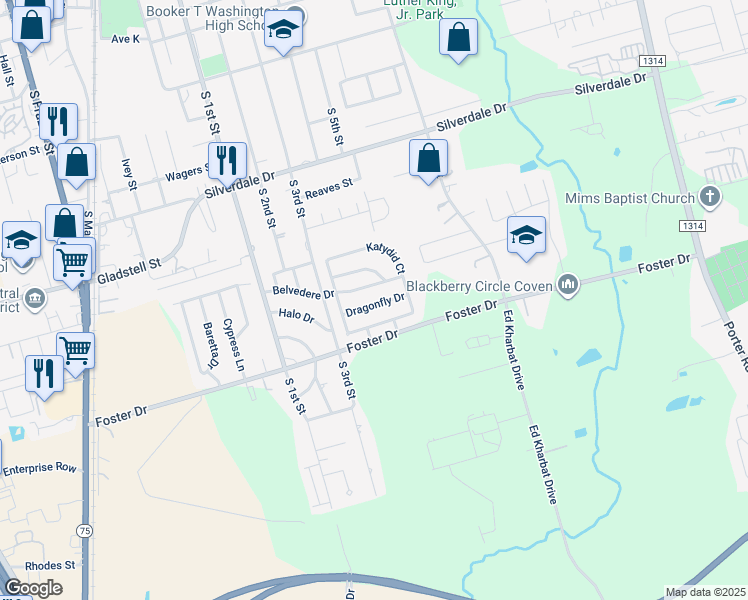 map of restaurants, bars, coffee shops, grocery stores, and more near 817 Dragonfly Drive in Conroe