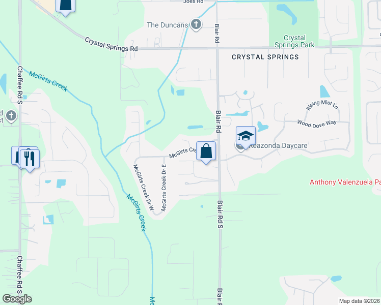 map of restaurants, bars, coffee shops, grocery stores, and more near 10458 McGirts Creek Drive in Jacksonville
