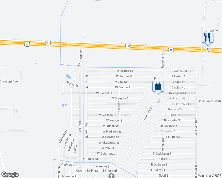 map of restaurants, bars, coffee shops, grocery stores, and more near 6191 West Desoto Street in Bay Saint Louis