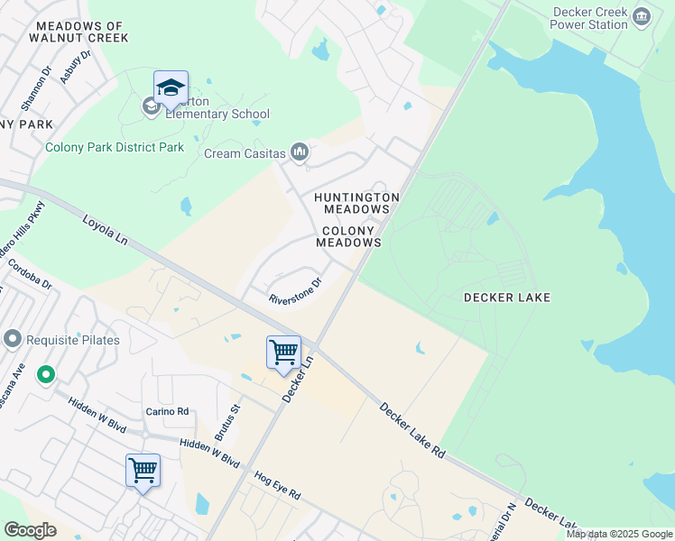map of restaurants, bars, coffee shops, grocery stores, and more near 8415 Riverstone Drive in Austin