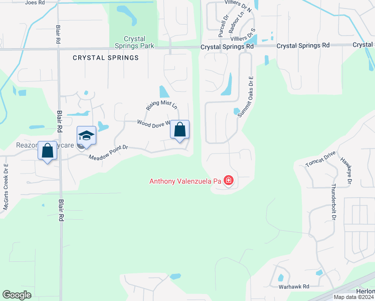 map of restaurants, bars, coffee shops, grocery stores, and more near 7801 Meadow Point Drive in Jacksonville