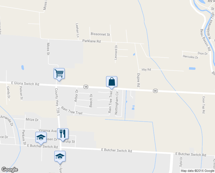 map of restaurants, bars, coffee shops, grocery stores, and more near 871 East Gloria Switch Road in Lafayette