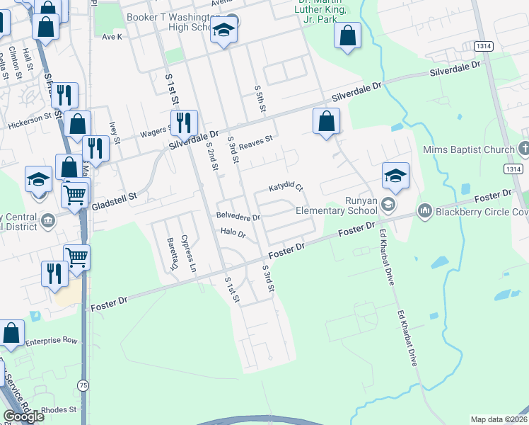 map of restaurants, bars, coffee shops, grocery stores, and more near 1615 Leafhopper Lane in Conroe