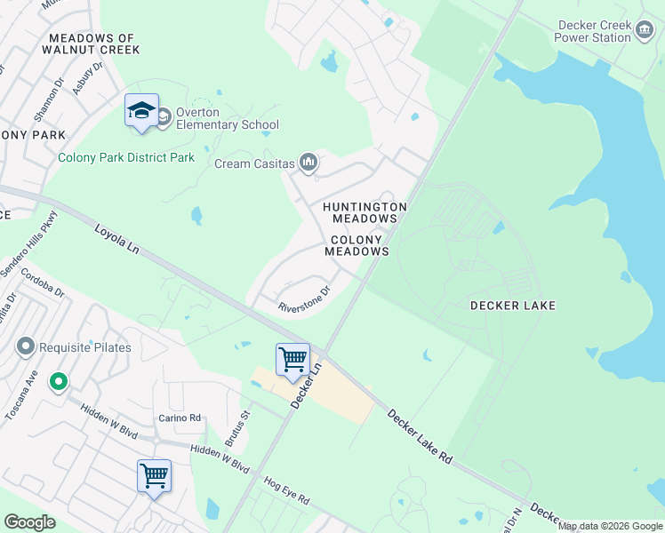 map of restaurants, bars, coffee shops, grocery stores, and more near 8418 Riverstone Drive in Austin