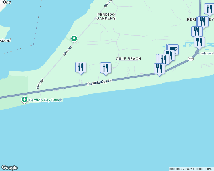 map of restaurants, bars, coffee shops, grocery stores, and more near 14259 Perdido Key Drive in Pensacola