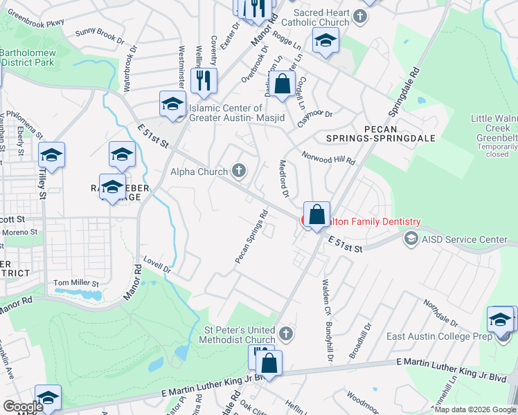 map of restaurants, bars, coffee shops, grocery stores, and more near in Austin