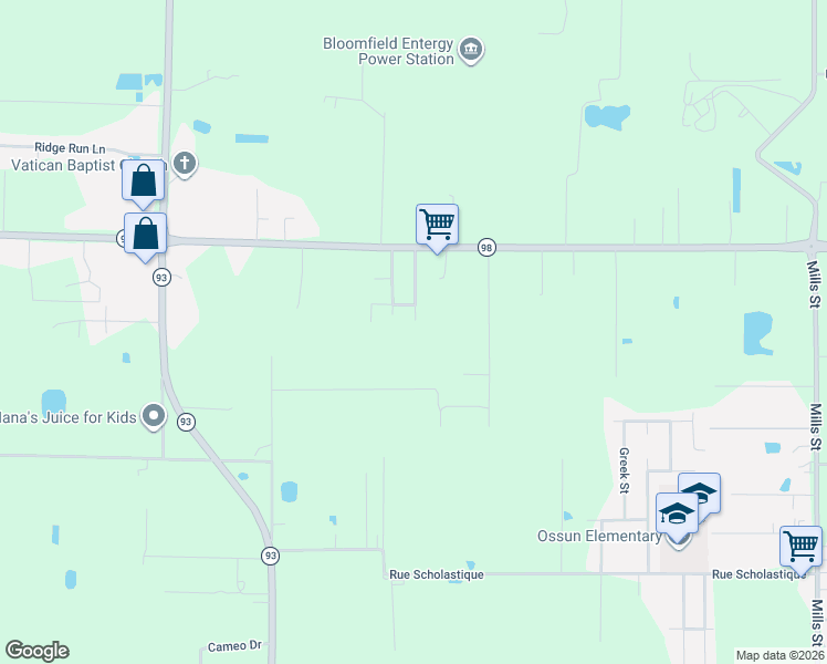 map of restaurants, bars, coffee shops, grocery stores, and more near 303 Bloomfield Drive in Carencro