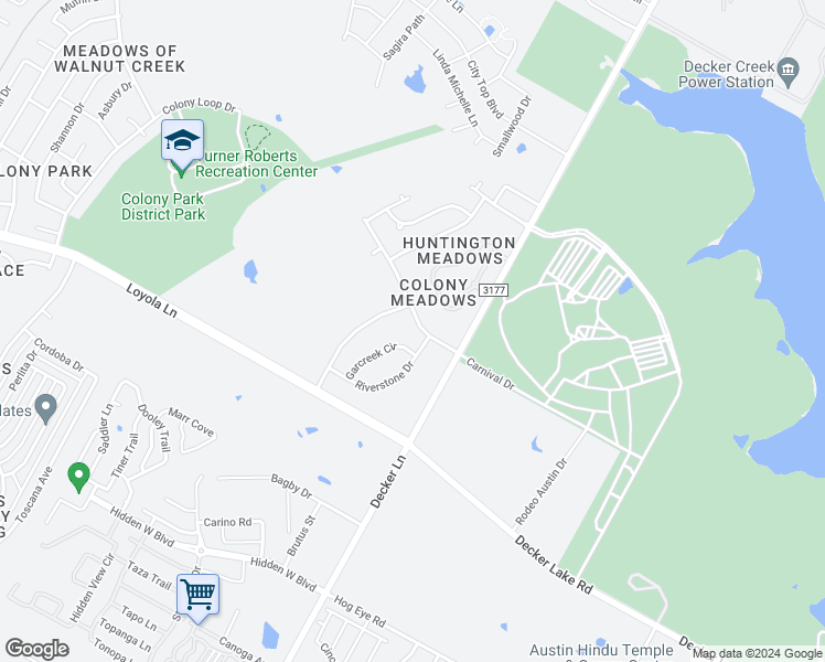 map of restaurants, bars, coffee shops, grocery stores, and more near 8403 Colony Loop Drive in Austin
