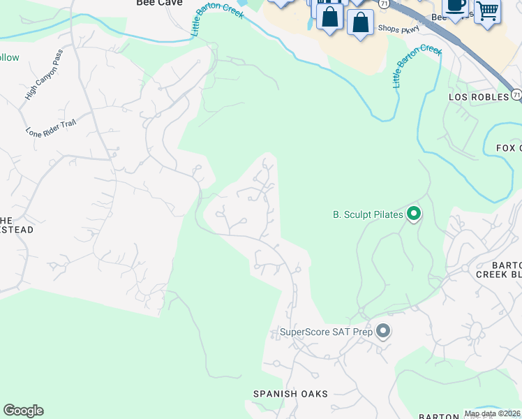 map of restaurants, bars, coffee shops, grocery stores, and more near 12533 Maidenhair Lane in Austin