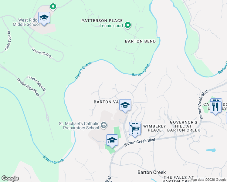 map of restaurants, bars, coffee shops, grocery stores, and more near 9205 Eddy Cove in Austin