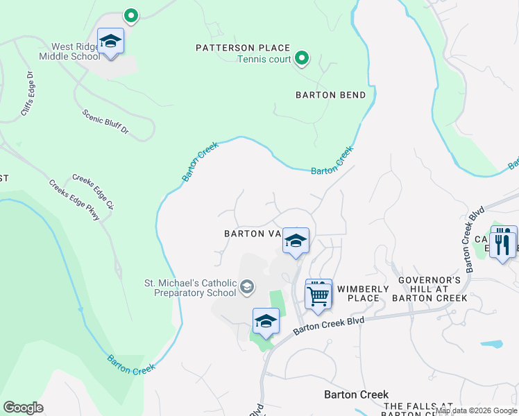 map of restaurants, bars, coffee shops, grocery stores, and more near 9213 Eddy Cove in Austin