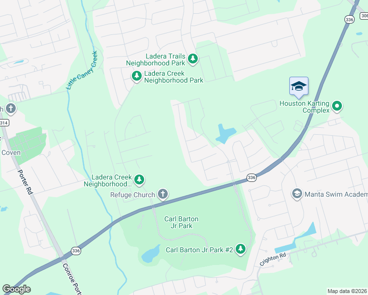 map of restaurants, bars, coffee shops, grocery stores, and more near 3273 Highway 336 Loop in Conroe