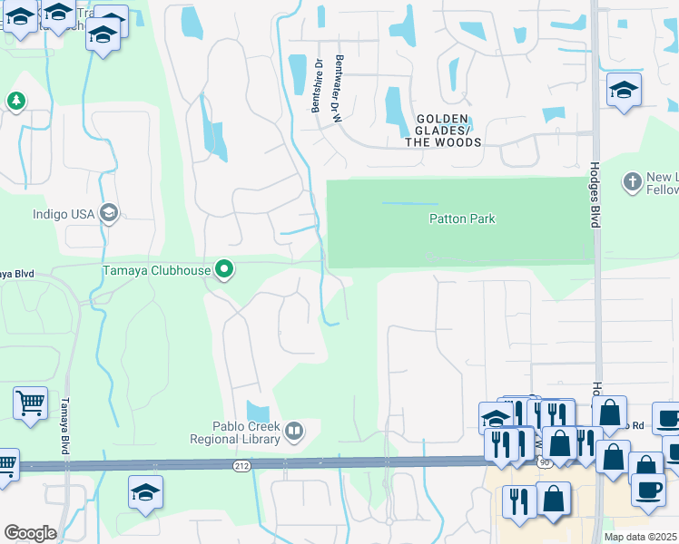 map of restaurants, bars, coffee shops, grocery stores, and more near 2917 Marmaris Drive in Jacksonville
