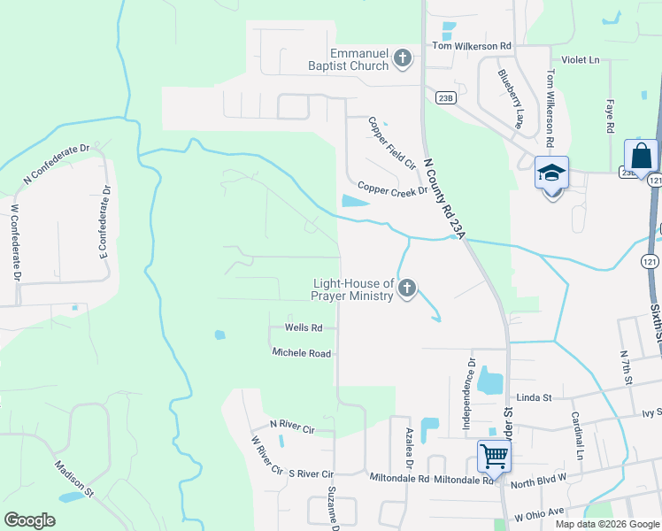 map of restaurants, bars, coffee shops, grocery stores, and more near 6717 Miltondale Road in Macclenny