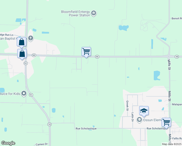 map of restaurants, bars, coffee shops, grocery stores, and more near 203 Rich Angel Drive in Carencro