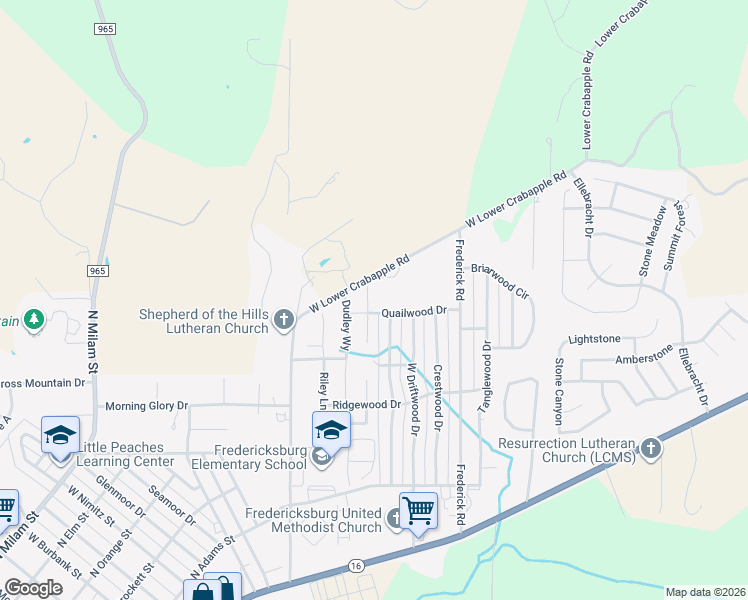 map of restaurants, bars, coffee shops, grocery stores, and more near 306 Winston Drive in Fredericksburg