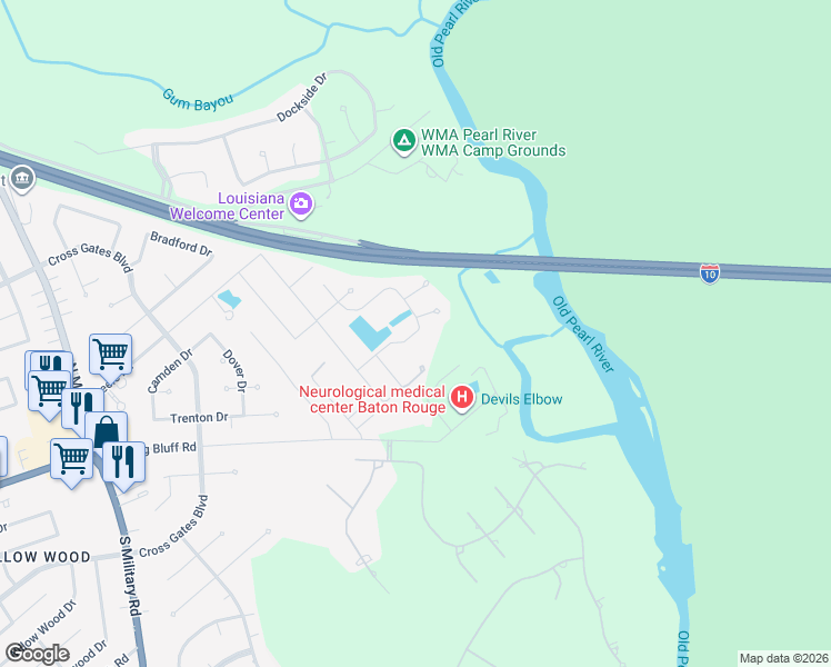 map of restaurants, bars, coffee shops, grocery stores, and more near 369 Winter Street in Slidell