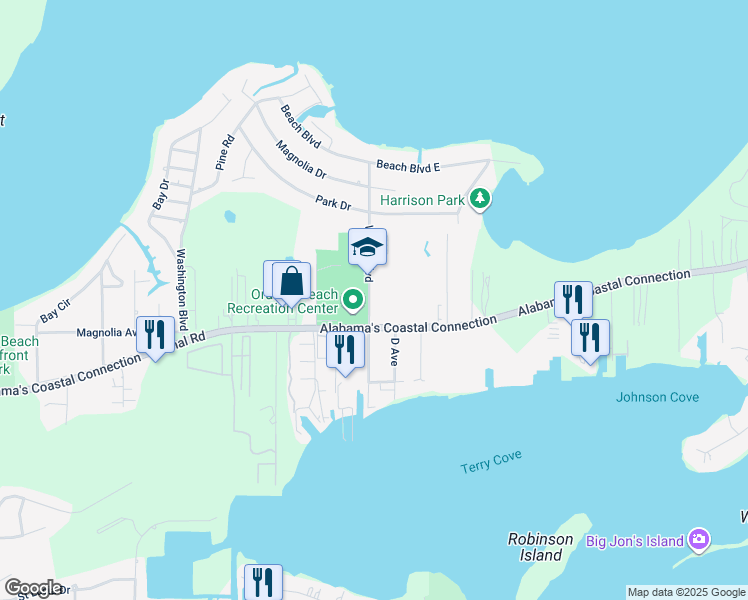 map of restaurants, bars, coffee shops, grocery stores, and more near 4812 Wilson Boulevard in Orange Beach